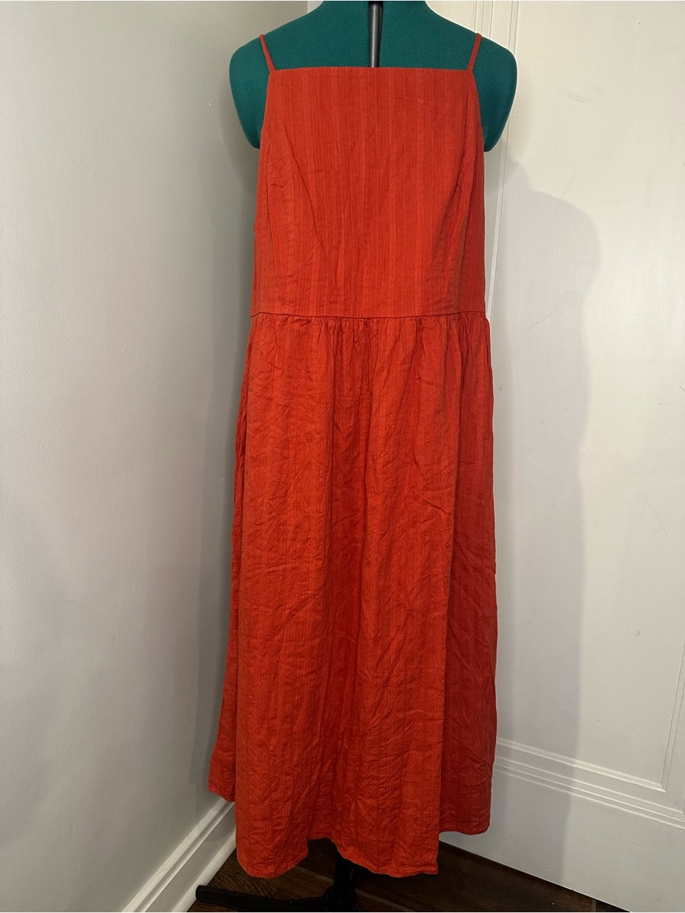 Old Navy Orange-Red Maxi Dress with Spaghetti Straps